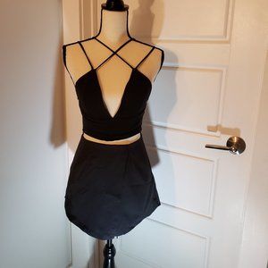 Tobi Black Strappy Skort Set
